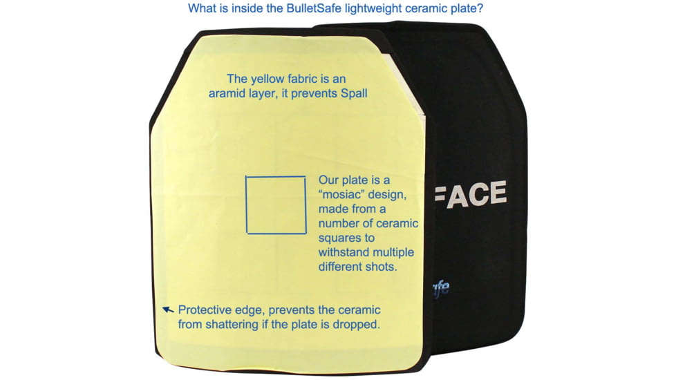 BulletSafe Lightweight Ballistic Ceramic Plate, Level III, Black, BS56000