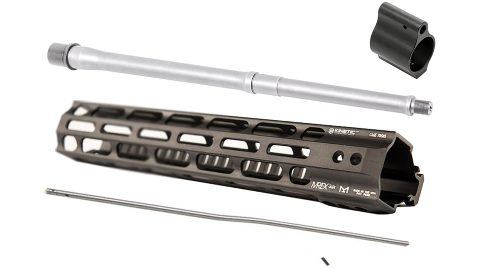 Kinetic Development Group MREX AR MLOK 11.6in Modular Rail, CMMG Barrel 16.1in 416SS 5.56 MT, CMMG Mid Gas Tube w/Pin, CMMG Gas Block Low Pro .750in BLACK, ARP5-010-KIT5