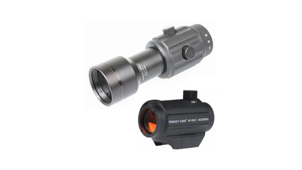 Primary Arms CLxZ Gen II Micro Dot Sight &amp; Base w/PA6X 6x Gen II Magnifier &amp; No Mount, Black, MD-RBGII-KIT3