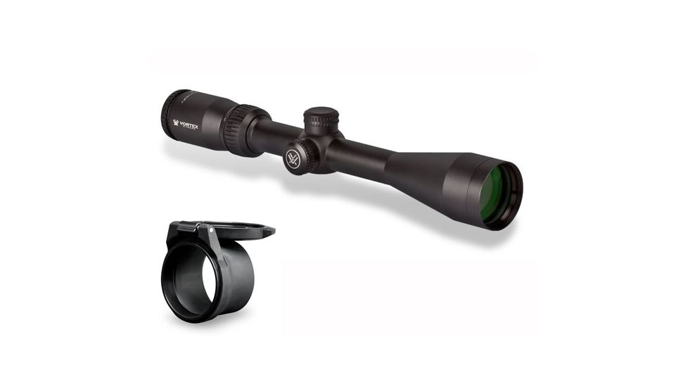 Vortex Crossfire II Rifle Scope, 4-12x44mm, 1 in Tube, Second Focal Plane, Non-Illuminated V-Plex Reticle, Black Hard Anodized, w/ Vortex Defender Flip Cap, CF2-31013-KIT1