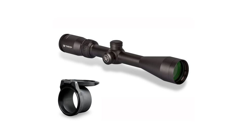 Vortex Crossfire II Rifle Scope, 4-12x44mm, 1 in Tube, Second Focal Plane, Non-Illuminated Dead-Hold BDC Reticle, Black Hard Anodized, w/ Vortex Defender Flip Cap, CF2-31015-KIT1