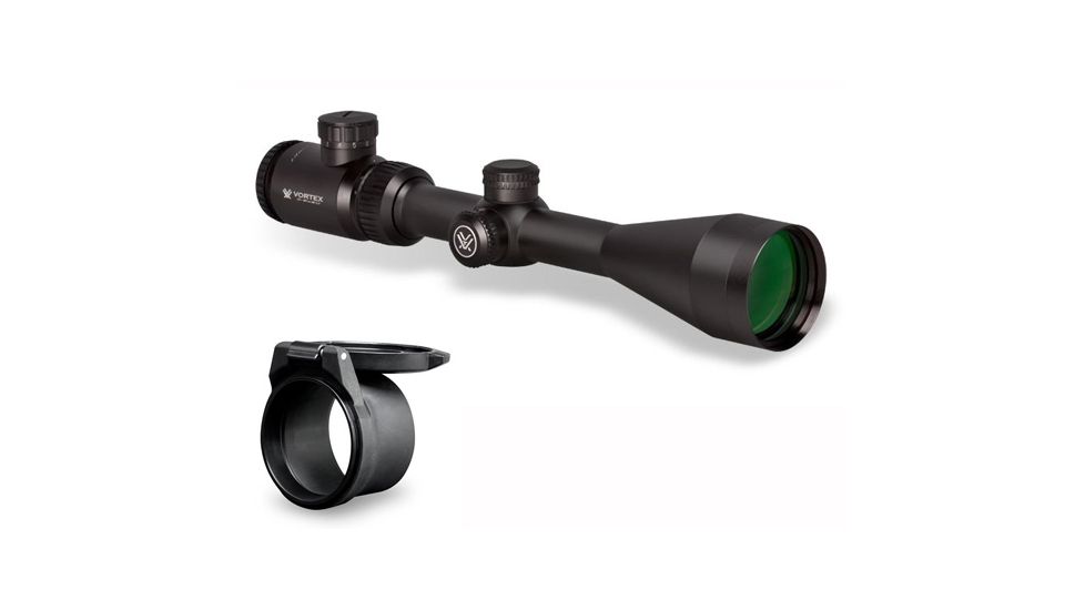 Vortex Crossfire II 3-9x50 mm Rifle Scope, 1 in Tube, Second Focal Plane, Black, Hard Anodized, Red V-Brite Reticle, MOA Adjustment, w/ Vortex Defender Flip Cap, CF2-31027-KIT1