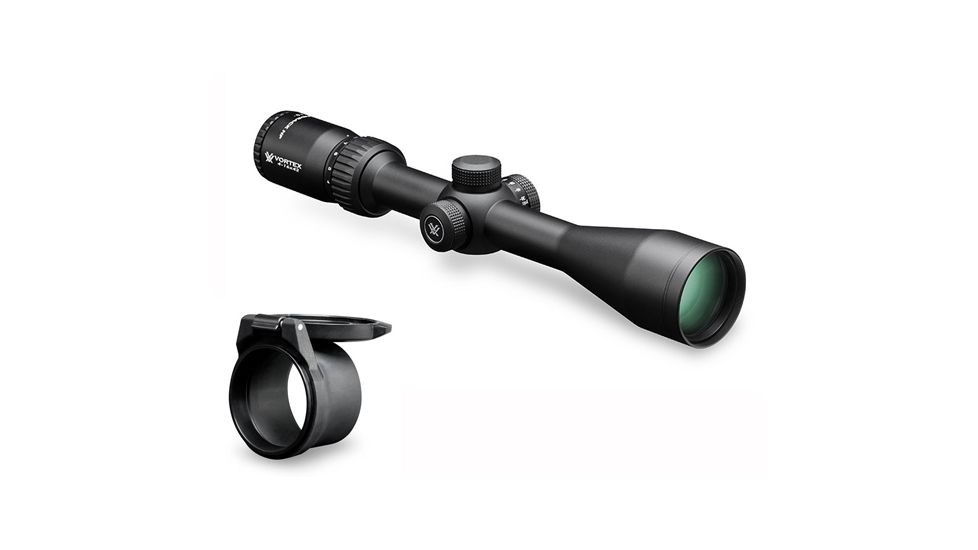 Vortex Diamondback HP 4-16x42mm Rifle Scope w/ Dead-Hold BDC Reticle, Black DBK-10019 + Vortex Defender Flip Cap Objective Lens 44 (48-53 mm), Black O-44 DBK-10019-KIT1