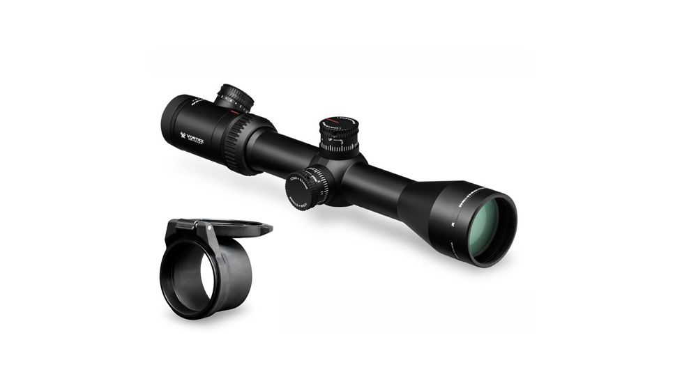 Vortex Viper PST 2.5-10x44 Rifle Scope + Vortex Defender Flip Cap Objective Lens 44 (48-53 mm), Black O-44 PST-210S1-M-KIT1