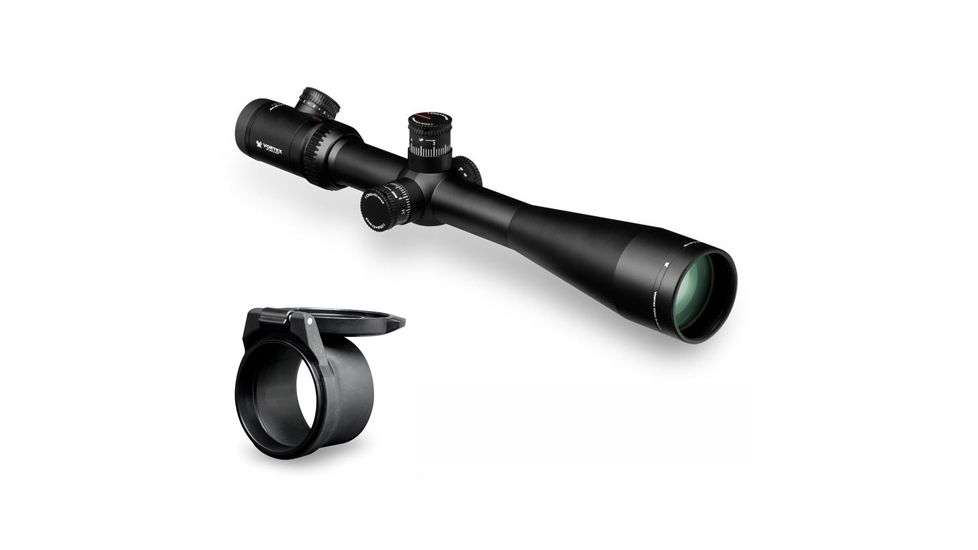 Vortex Viper PST 6-24x50 Rifle scopes + Vortex Defender Flip Cap Objective Lens 50 (55-59 mm), Black O-50 PST-624S1-M-KIT1