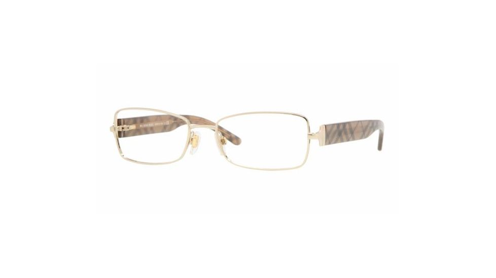 Burberry BE 1168 Eyeglasses, Burberry Gold Frame w/Non Rx 51 mm Diameter Lenses, 1002 5117