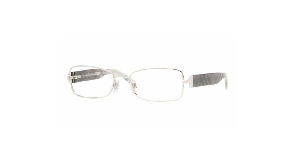 Burberry BE 1168 Eyeglasses, Silver Frame w/Non Rx 51 mm Diameter Lenses, 1005 5117