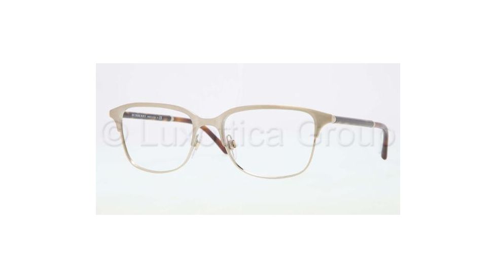 Burberry BE1250 Single Vision Prescription Eyeglasses 1167-5418 - Brushed Burberry Gold Frame, Demo Lens Lenses