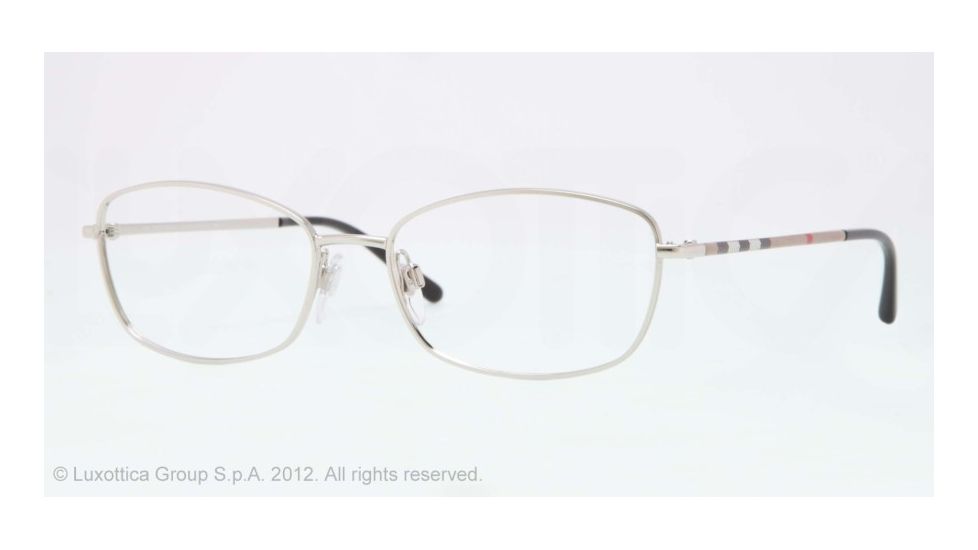 Burberry BE1256 Single Vision Prescription Eyeglasses 1005-51 - Silver Frame, Demo Lens Lenses