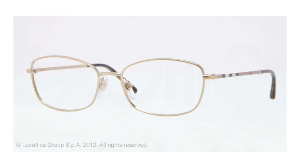 Burberry BE1256 Single Vision Prescription Eyeglasses 1145-51 - Burberry Gold Frame, Demo Lens Lenses
