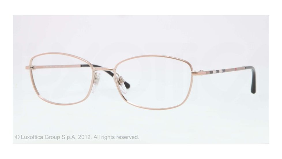 Burberry BE1256 Single Vision Prescription Eyeglasses 1188-51 - Pink Gold Frame, Demo Lens Lenses