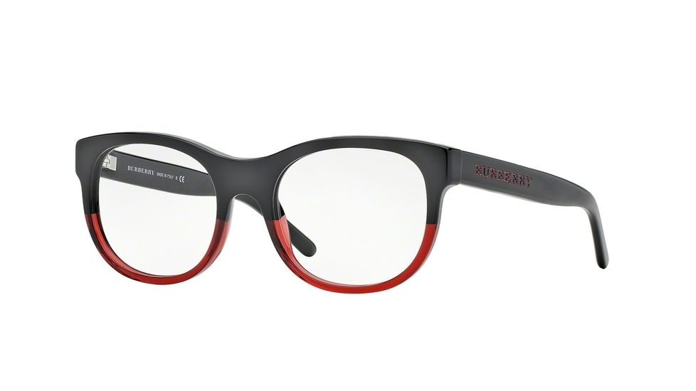 Burberry BE2169 Progressive Prescription Eyeglasses 3467-50 - Black/Red Frame