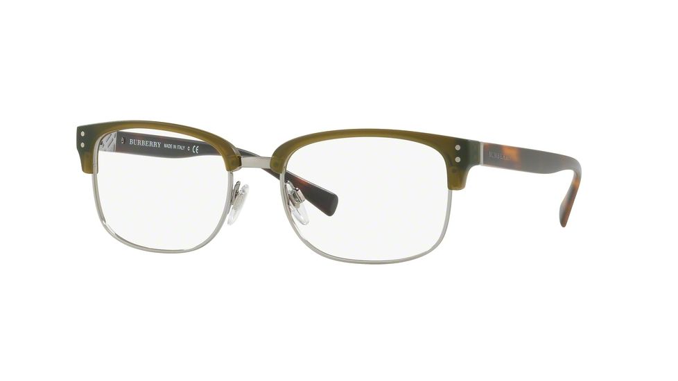 Burberry BE2253 Progressive Prescription Eyeglasses 3616-54 - Matte Green/gunmetal Frame