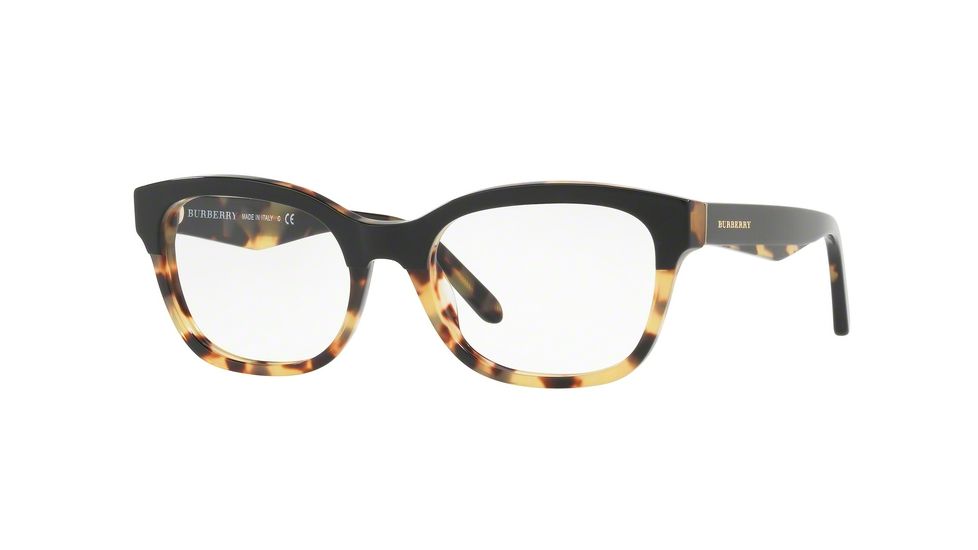 Burberry BE2257F Progressive Prescription Eyeglasses 3649-53 - Top Black On Havana Frame