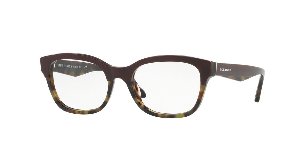 Burberry BE2257F Progressive Prescription Eyeglasses 3651-53 - Top Bordeaux/green Havana Frame