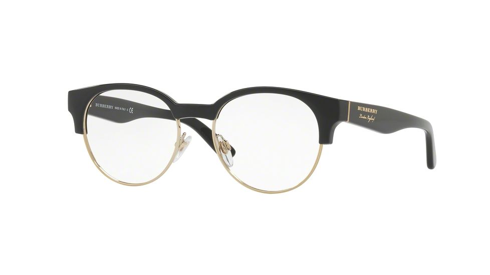 Burberry BE2261 Progressive Prescription Eyeglasses 3001-50 - Black Light Gold Frame