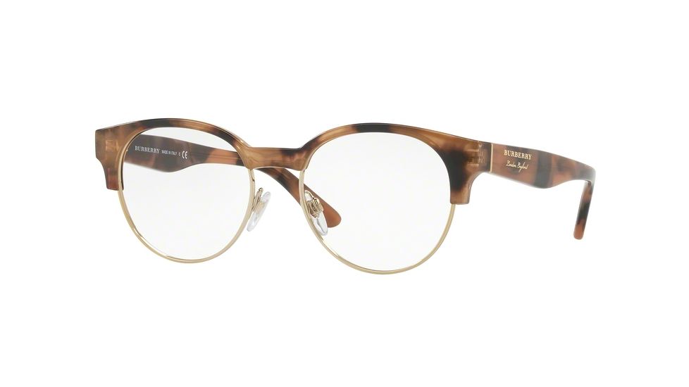 Burberry BE2261 Progressive Prescription Eyeglasses, 50mm, Spotted Brown/light Gold, BE2261-3641-50-PRO