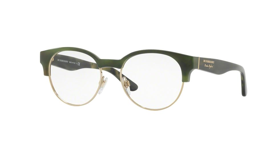 Burberry BE2261 Progressive Prescription Eyeglasses 3659-50 - Striped Green/light Gold Frame