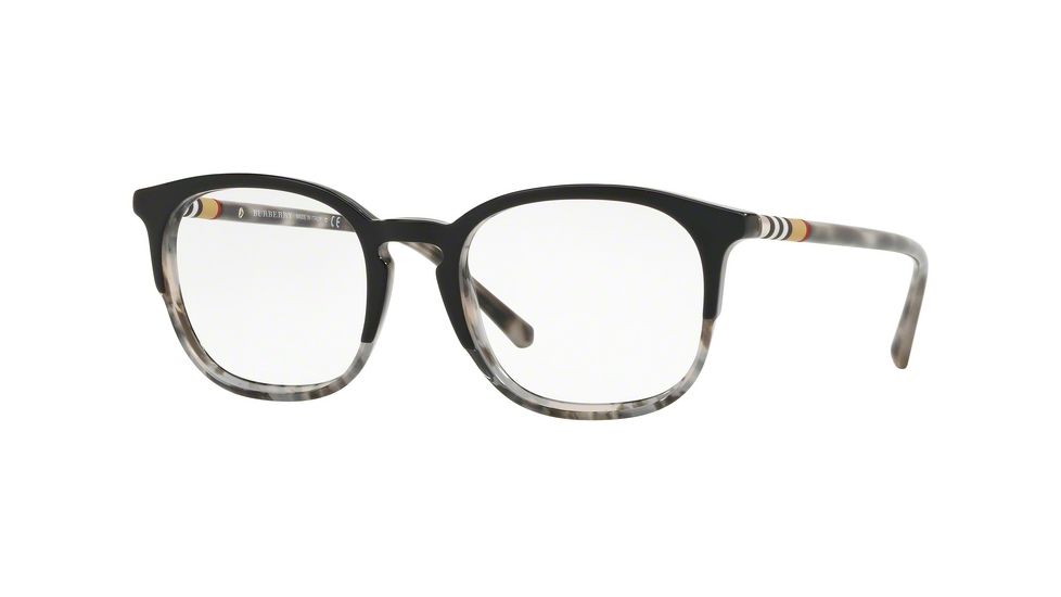 Burberry BE2272 Bifocal Prescription Eyeglasses 3720-51 - Top Black On Grey Havana Frame