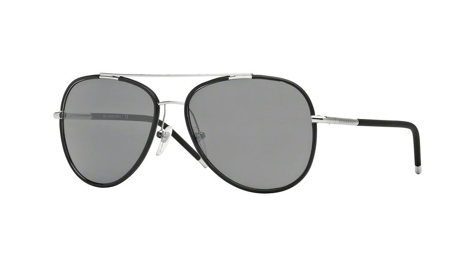 Burberry BE3078J Single Vision Prescription Sunglasses BE3078J-100587-57 - Lens Diameter 57 mm, Frame Color Silver/matte Black