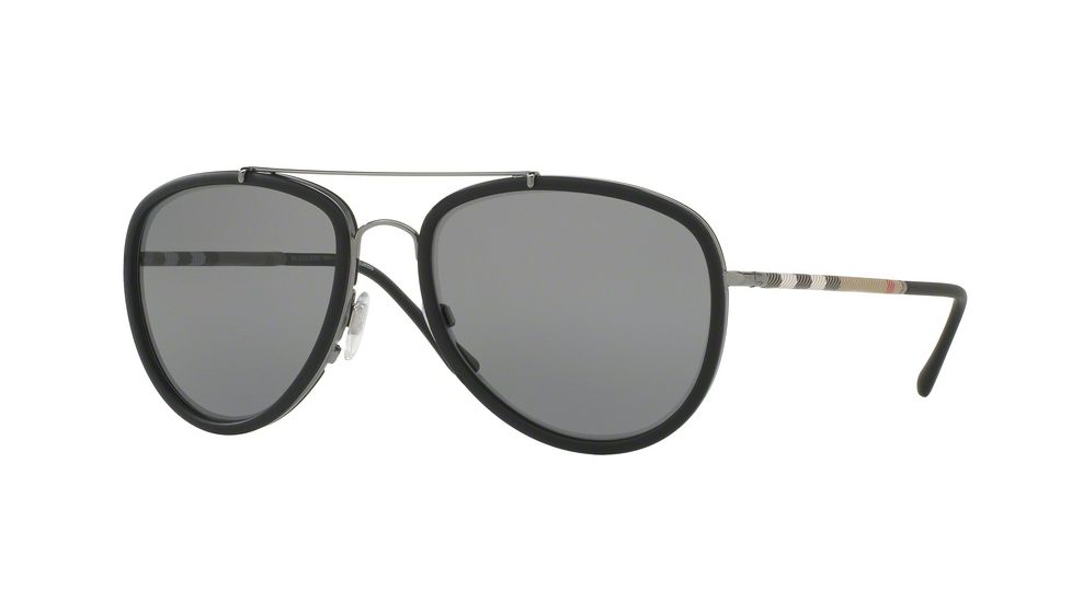 Burberry BE3090Q Single Vision Prescription Sunglasses BE3090Q-1003T8-58 - Lens Diameter 58 mm, Frame Color Gunmetal / Matte Black