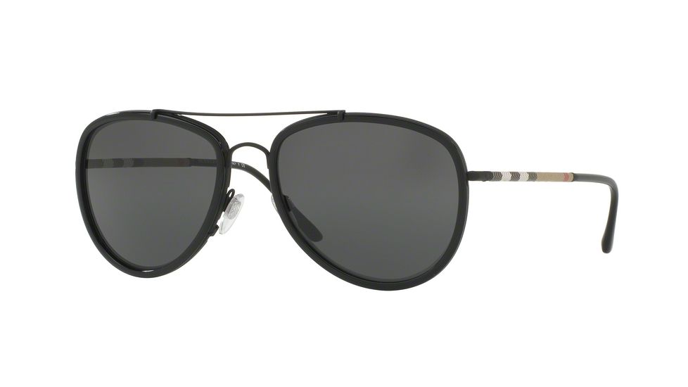 Burberry BE3090Q Single Vision Prescription Sunglasses BE3090Q-121387-58 - Lens Diameter 58 mm, Frame Color Black Rubber/Black