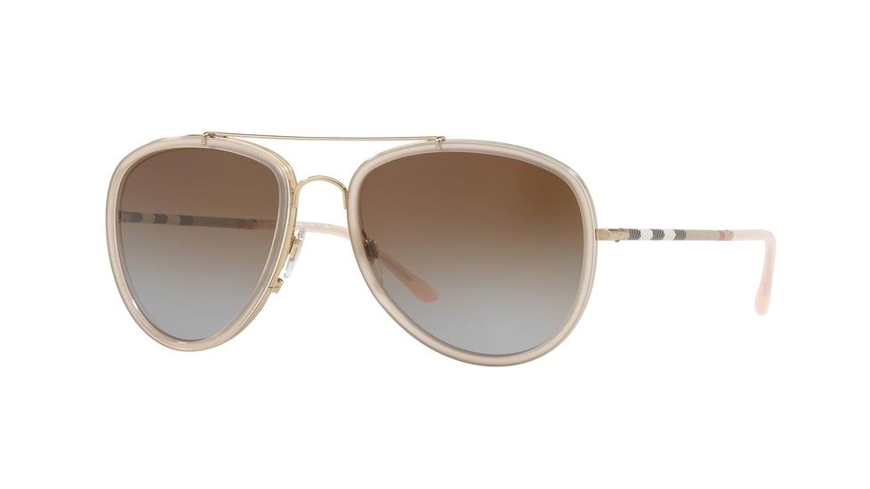Burberry BE3090Q Single Vision Prescription Sunglasses BE3090Q-1246T5-58 - Lens Diameter 58 mm, Frame Color Brushed Gold/pink