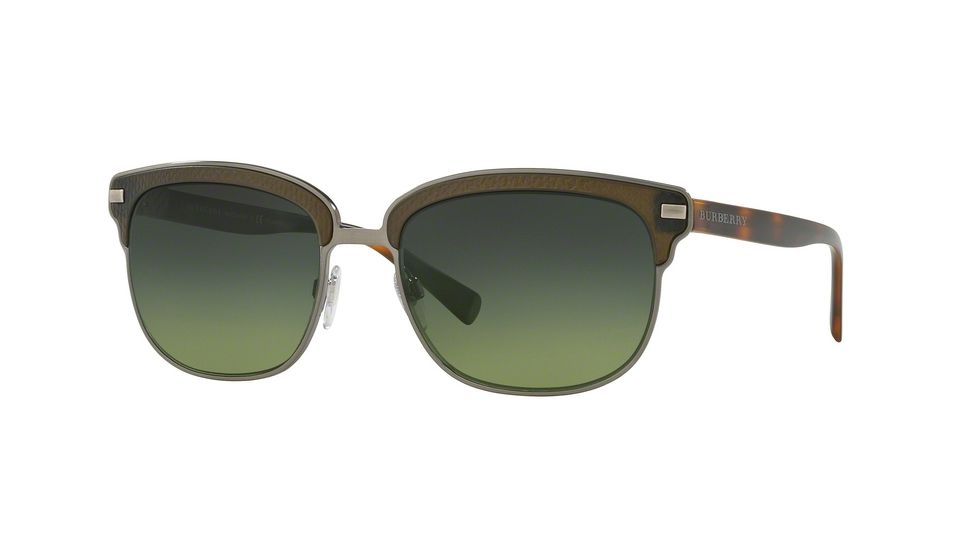 Burberry BE4232 Single Vision Prescription Sunglasses BE4232-3620T4-56 - Lens Diameter 56 mm, Frame Color Brushed Gunmteal/matte Green