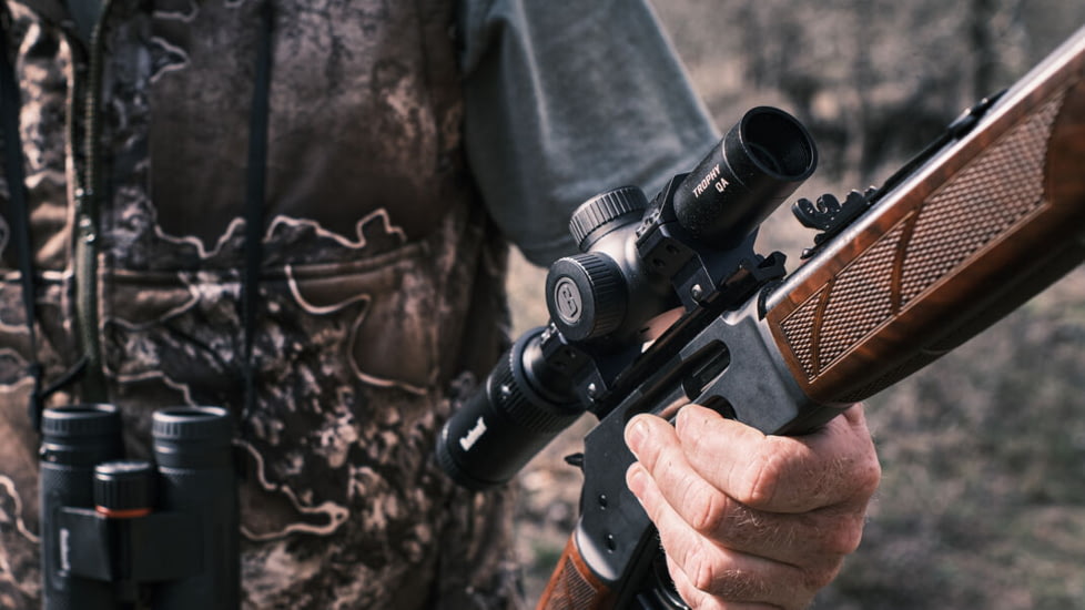 Bushnell 1-6x24 Trophy Quick Acquisition Riflescope, 30 mm, Secong Focal Plane, Dot Drop Reticle, 140 MOA, Hang Tag, Black, RT1624BS15