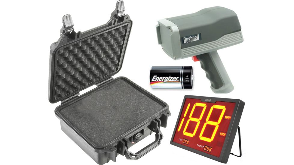 OpticsPlanet Exclusive Bushnell Speedster III Radar Gun Ultimate Kit Bushnell SpeedScreen Radar Display, Speedster 3 Radar Gun, FREE Batteries, and Pelican Hard Case
