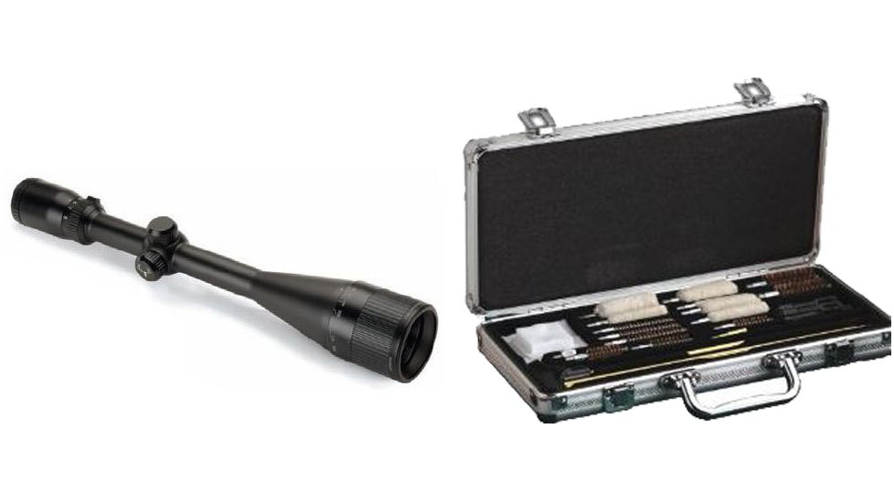 Bushnell Trophy XLT 6-18x50 Multi-X Reticle Waterproof Rifle Scope, Black - 736186 and Hoppes Deluxe Gun Cleaning Accessory Kit