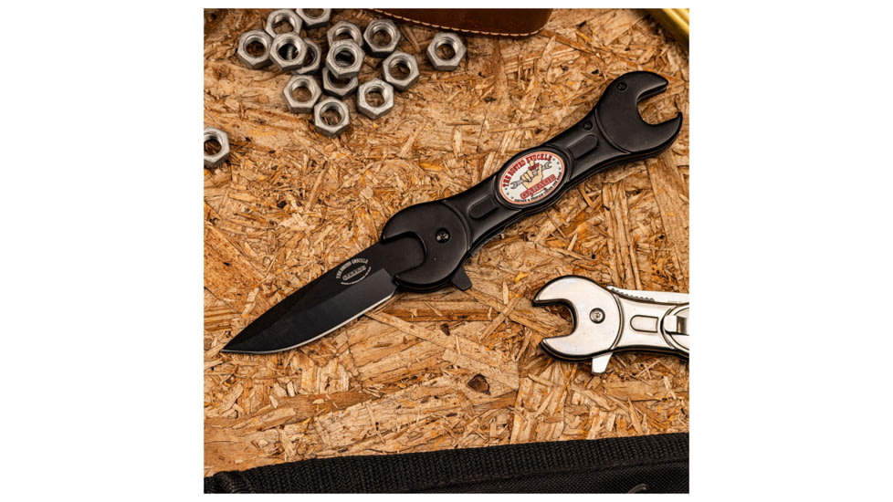 Busted Knuckle Garage Spring Assisted Knife, 3in, 3Cr13 Stainless Steel Stainless Steel, Drop Point, Black, BKG-A004BK