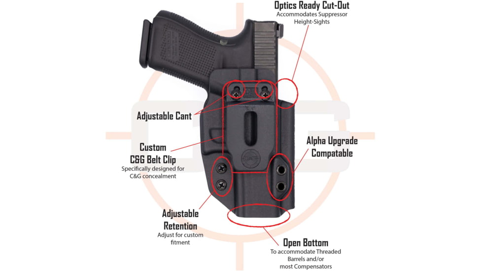 C&amp;G Holsters Covert IWB Holsters, Glock 42, Right Hand, Black, 0026-100