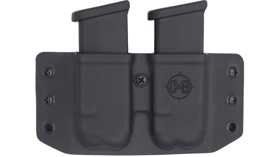 C&amp;G Holsters Double Flat Magazine OWB Holster, 1911, Ambidextrous, Black, 4029-100