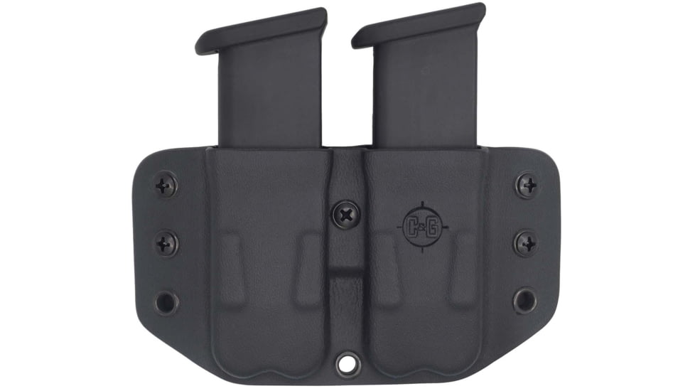 C&amp;G Holsters Double Flat Magazine OWB Holster, 1911, Ambidextrous, Black, 4029-100