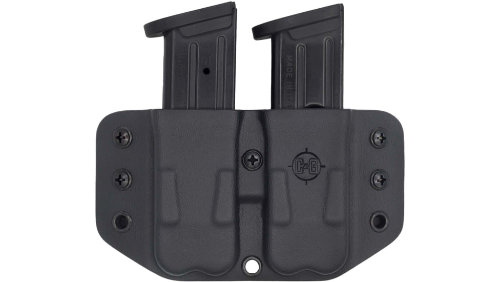 C&amp;G Holsters Double Flat Magazine OWB Holster, 1911, Ambidextrous, Black, 4029-100