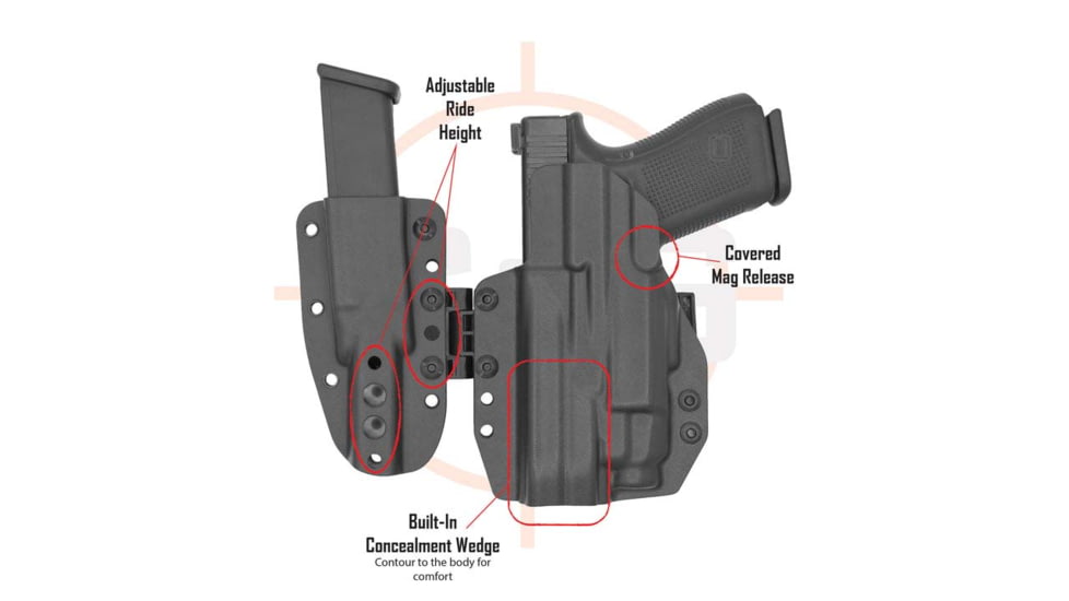C&amp;G Holsters MOD1-LIMA IWB Holster w/ Mag, Glock 48/48MOS TLR-7sub, Right Hand, Black, 8530-100