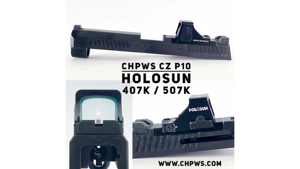 C&amp;H Precision Weapons CZ P-10 V4 MIL/LEO Adapter Plate, Holosun 407k / 507k, Black, CZ-HOLOk