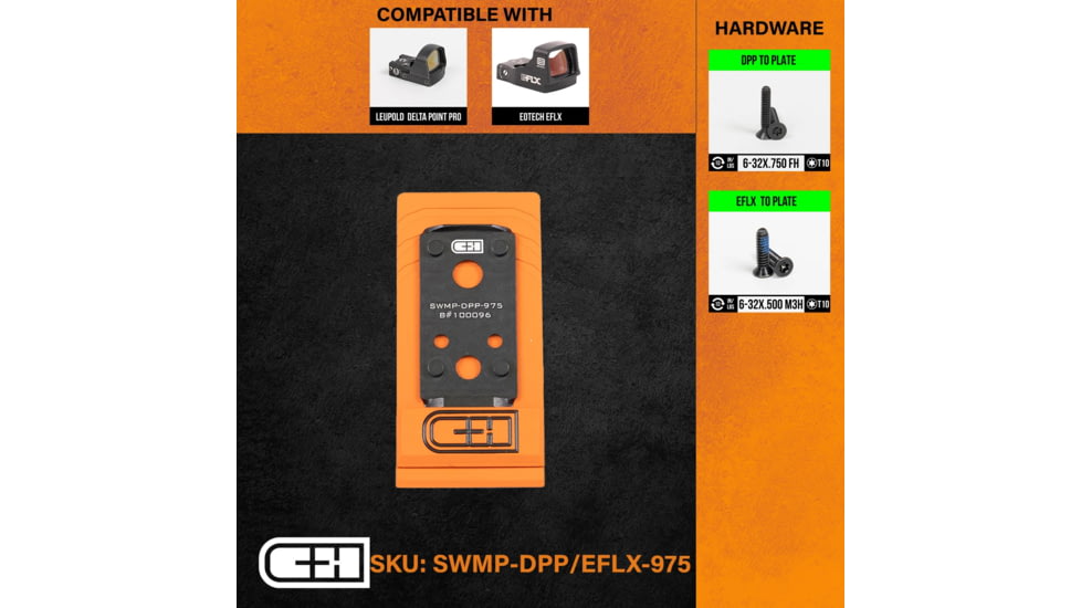 C&amp;H Precision Weapons Optics Adapter Plate, S&amp;w M2.0 Core, Leupold Delta Point Pro, SWMP-DPPEFLX-975