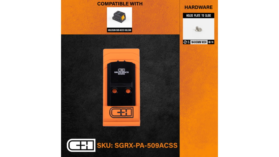 C&amp;H Precision Weapons Optics Adapter Plate, Sig P320 RX/Pro/Axg, Holosun 509 ACSS, SGRX-PA-509ACSS