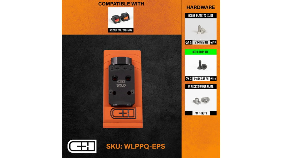C&amp;H Precision Weapons Optics Adapter Plate Walther PPQ/Q4/Q5, Holosun EPS, WLPPQ-EPS
