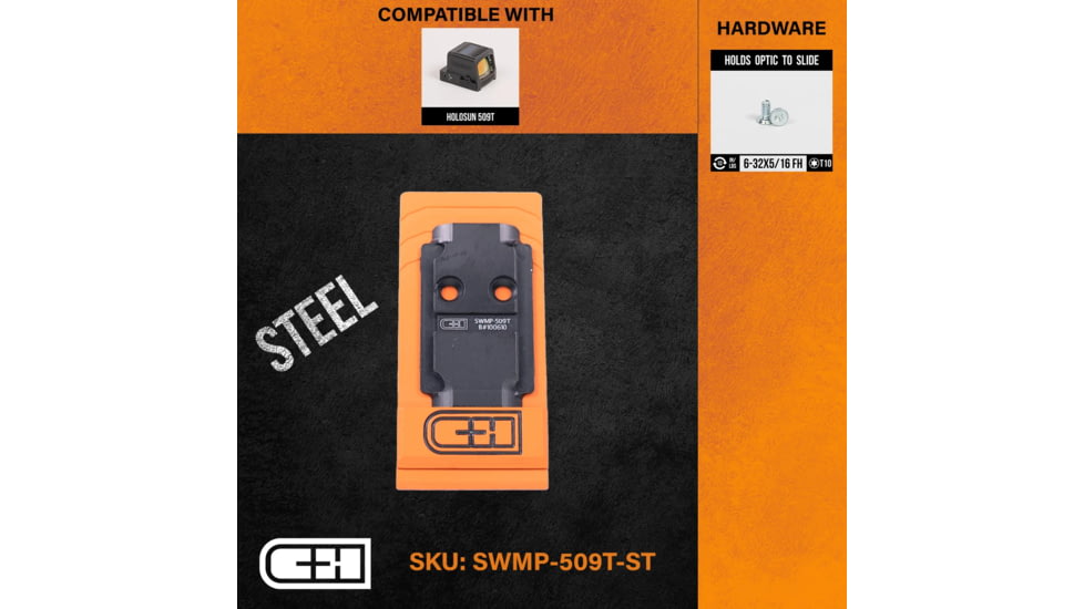 C&amp;H Precision Weapons S&amp;W M2.0 CORE Holosun 509T Mount, Black, SWMP-509T-ST