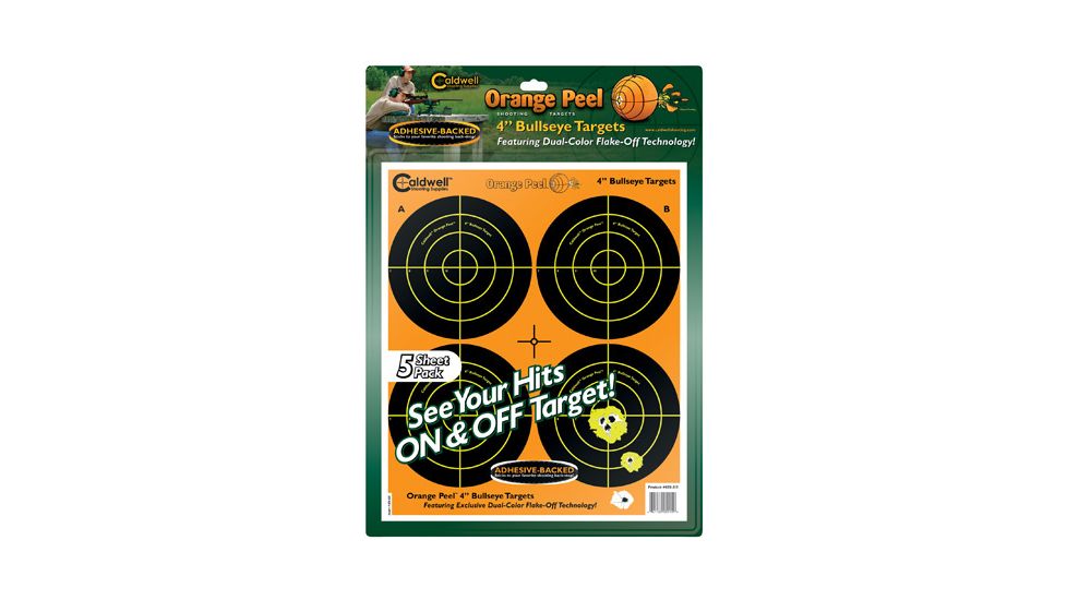 Caldwell Bullseye Target, 5 Sheets, 4in, Orange Peel 405515 
