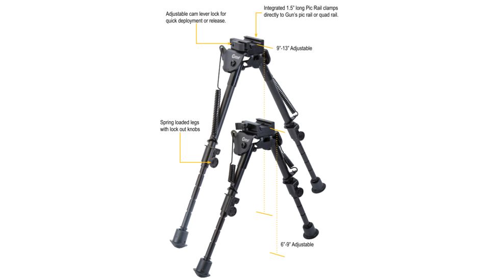 Caldwell Pic Rail XLA Fixed Bipod, Black, 6in -9in, 110140