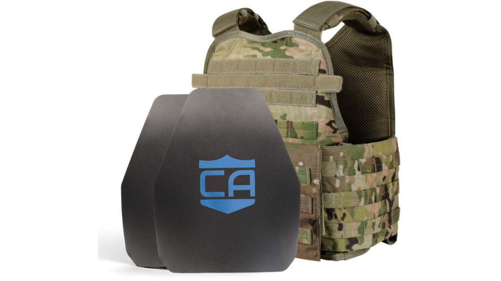 Caliber Armor AR550 Level III+ Body Armor and Condor MOPC Package, Shooter Cut, Scorpion OCP, Medium/2XL, 19-AR550-MOPC-OCP