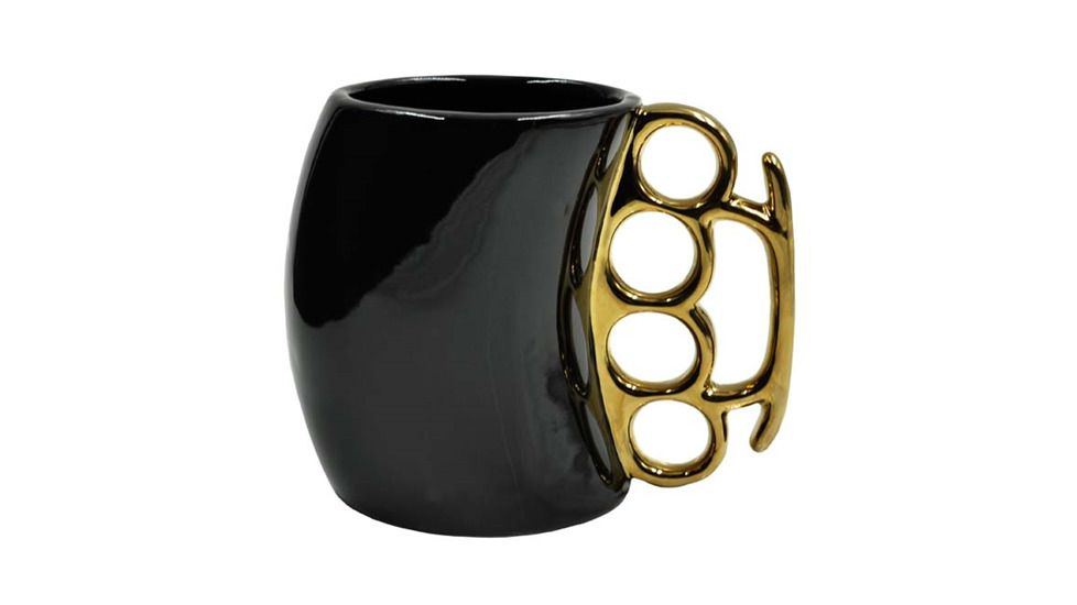 Campco Brass Knuckles Mug, Black/Gold, Ceramic, CBGM1026