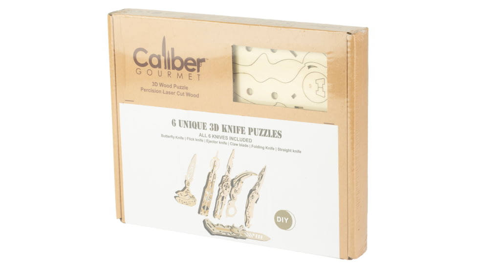 Caliber Gourmet Wood Knife Puzzles, Wood Knife Puzzles, 6 Pack, Brown, CBG-PZ-03K