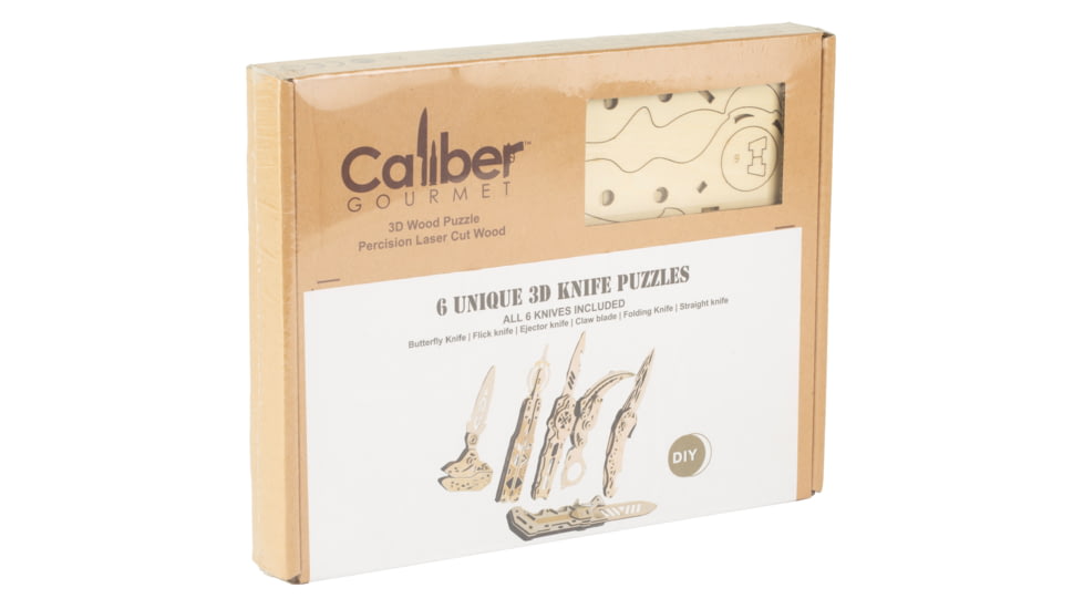 Caliber Gourmet Wood Knife Puzzles, 6 Pack, Brown, CBG-PZ-03K