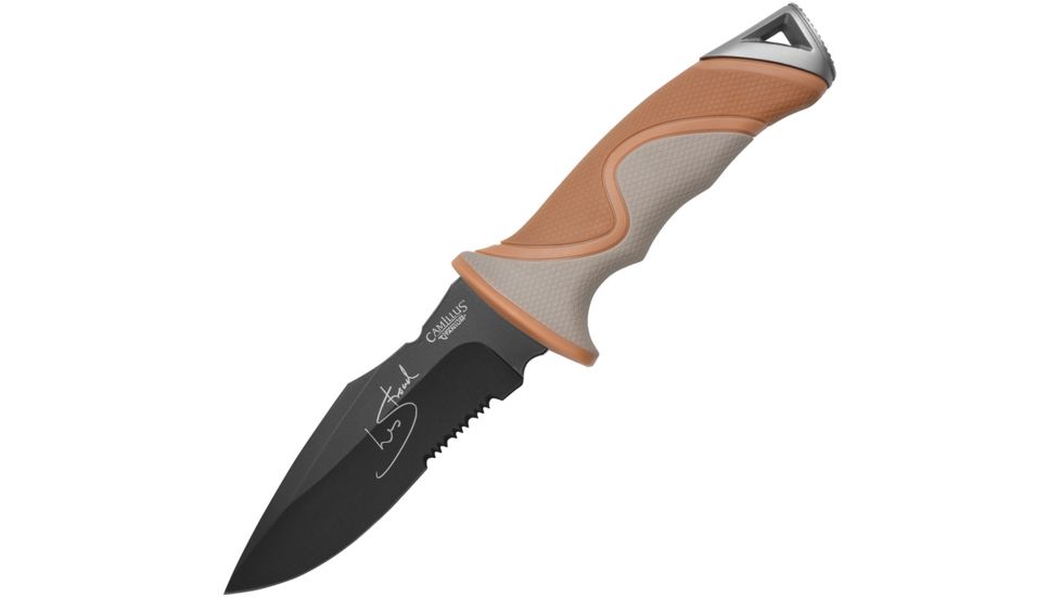 Camillus Knives Inuit 9 in Fixed Blade Knife, 4.25in, Stainless Steel, Partially Serrated, Drop Point, Brown, Synthetic Handle CM19191