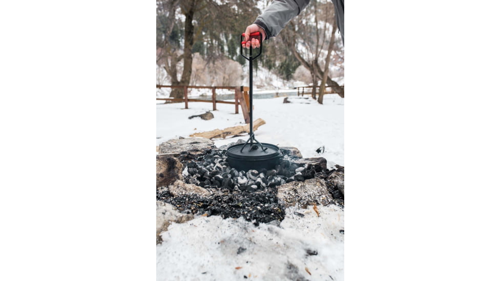 Camp Chef Deluxe Dutch Oven Lid Lifter, Red Handles, Black, 22in, DOLL22